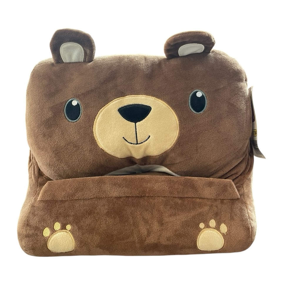 Life Concepts Plush Bear tablet/book pillow stand  NWT Hands Free Viewing Pocket